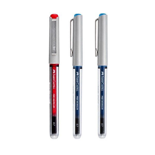FABER CASTELL FREE INK ROLLER 0.7MM 2 BLUE 1 RED