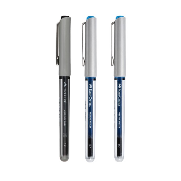 FABER CASTELL FREE INK ROLLER 0.7MM 2 BLUE 1 BLACK