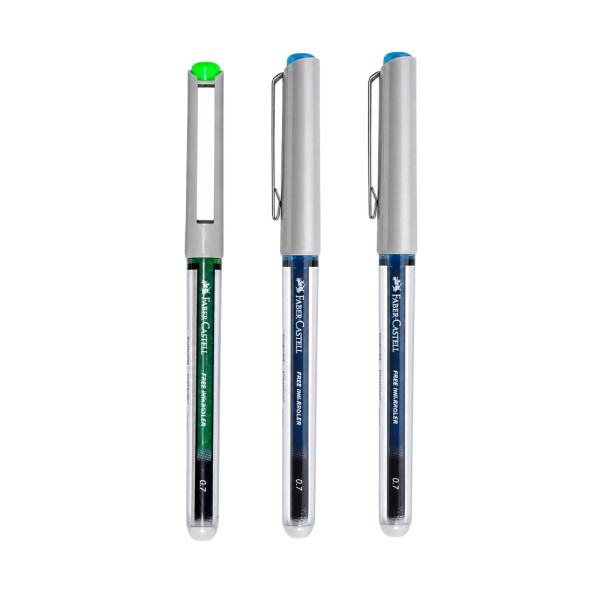 FABER CASTELL FREE INK ROLLER 0.7MM 2 BLUE 1 GREEN