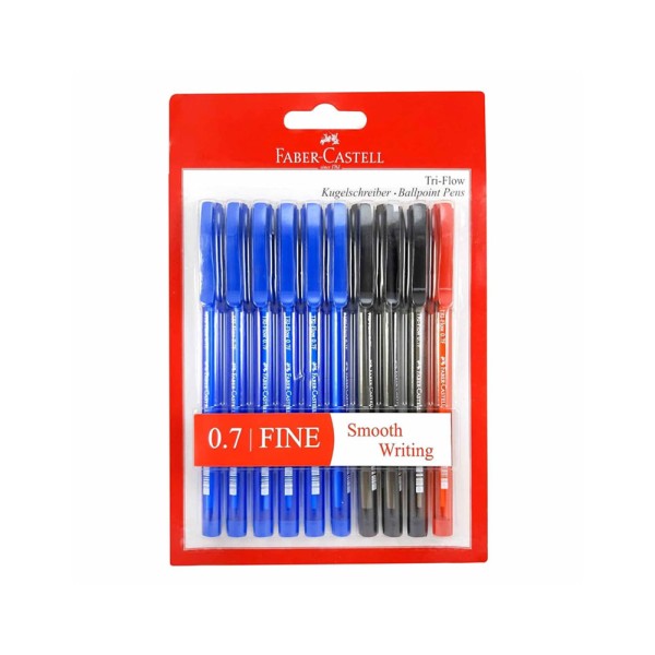 FABER CASTELL BALL PENS TRI FLOW 6 BLUE 3 BLACK 1 RED