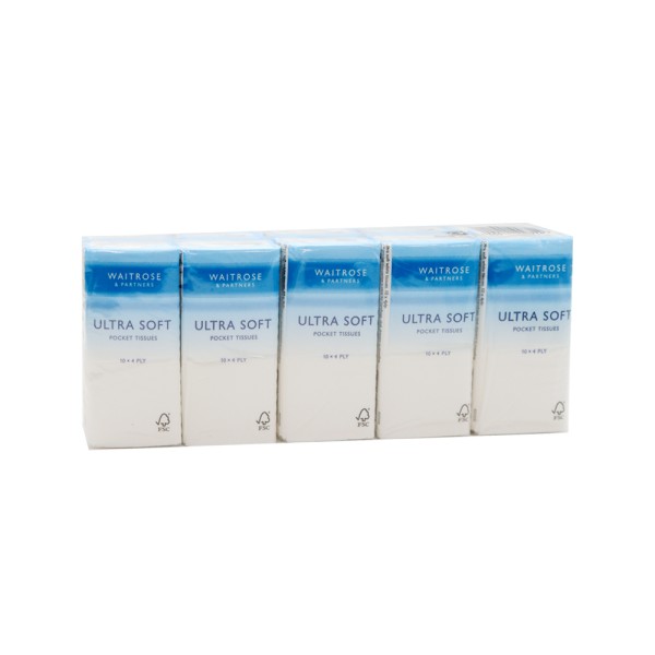 WAITROSE ULTRA SOFT POCKET TISSUES