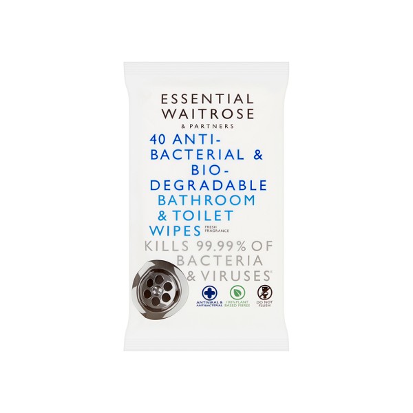 WAITROSE ANTIBAC BATHROOM WIPES