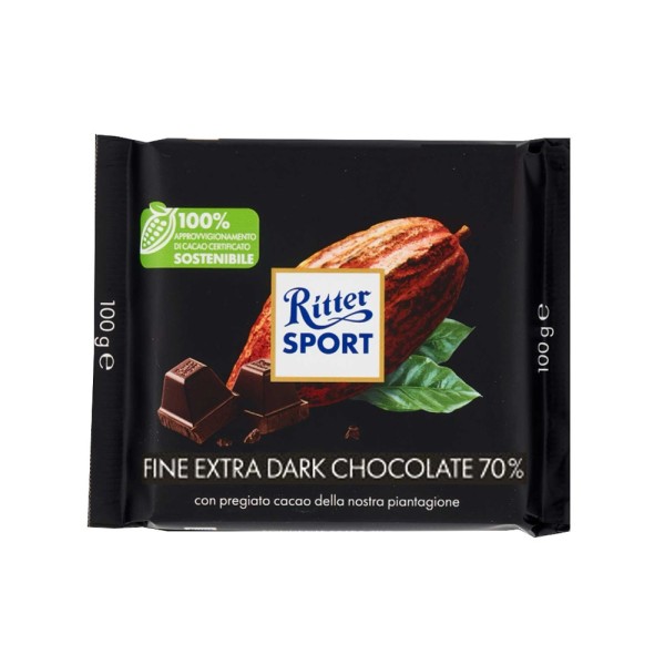 RITTER SPORT FINE EXTRA DARK CHOCOLATE 70 PCENT COCOA