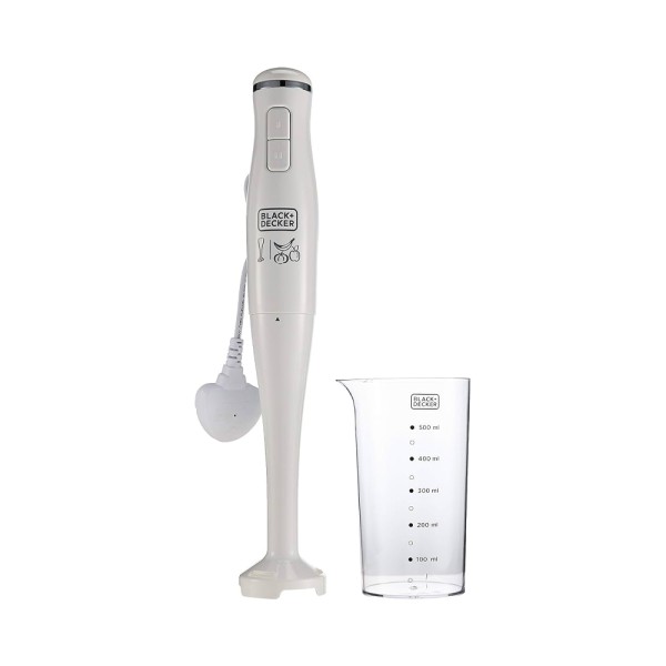 BLACK+DECK HAND BLENDER 2SPD S-STEEL BLADES 500ML BEAKERR WH
