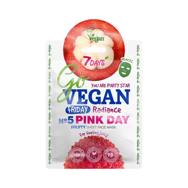 GO VEGAN GO VEGAN FRUITY SHEET FACE MASK FRIDAY PINK DAY