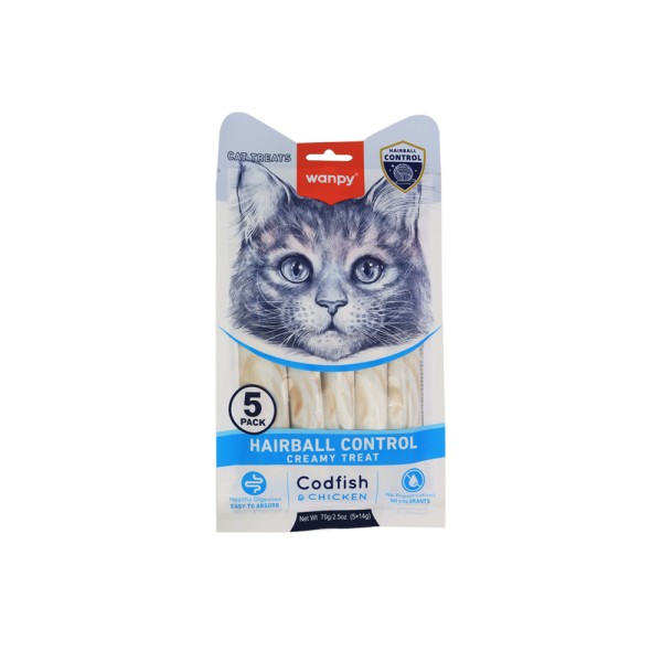 WANPY  CAT CODFISH+CHCKEN TREATS FOR HAIRBL CONTROL