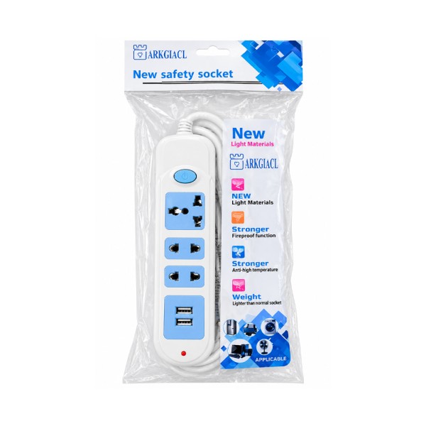 LAMPA RALLONGE 3 OUTLETSOCKET+2USB- 2M.-2000W-16A-BC