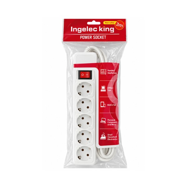LAMPA RALLONGE 5 OUTLETSOCKET-3M.-1800W-16A-BC