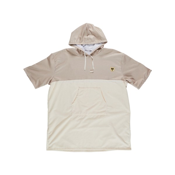 JET LAG BICOLOUR BATH SWEATER PONCHO GREEN AND BEIGE