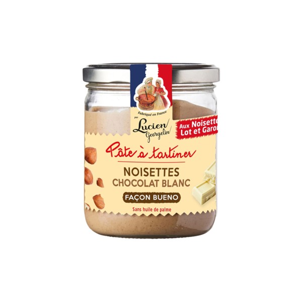 LUCIEN GEORGELIN HAZELNUT SPREAD AND WHITE CHOCOLATE PALM OIL FREE
