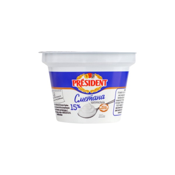 PRESIDENT SOUR CREAM 15PCENTCUP