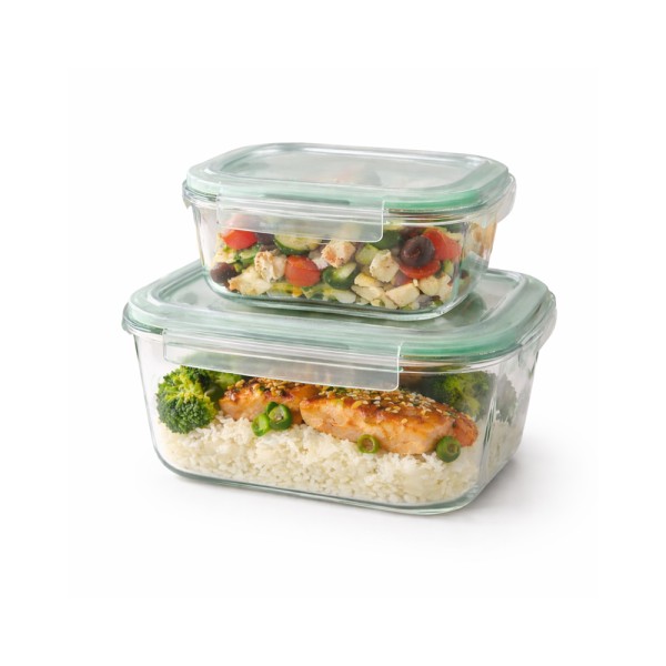 LUCIANO BOROSILICATE SQUARE OVEN & FD STRGE SET 320+800 ML