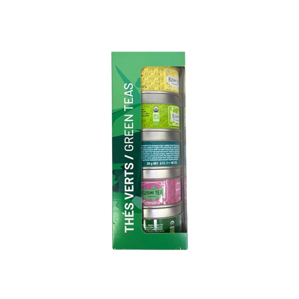 KUSMI ORGANIC GREEN TEAS  ASSORTMENT 5 METAL TIN