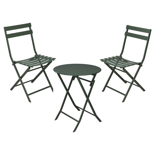 EH BISTRO SET FOLDABLE STEEL 3PCS GREEN