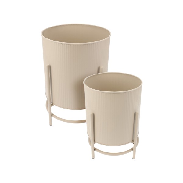 EH FLOWERPOT ON STAND SET OF 2 ZINC SAND