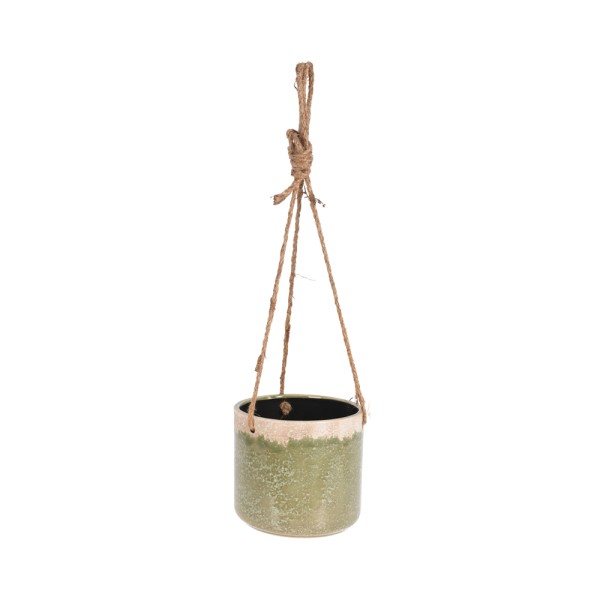 EH FLOWERPOT STONEWARE HANGING WITH JUTE ROPE