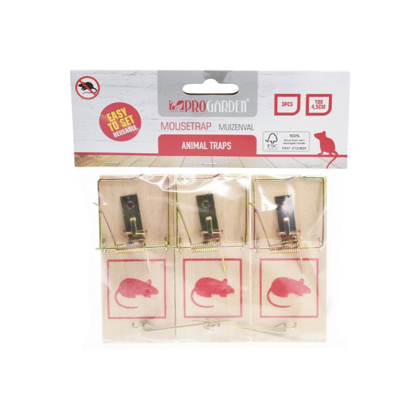EH MOUSETRAP SET OF 3PCS POPLAR WOOD