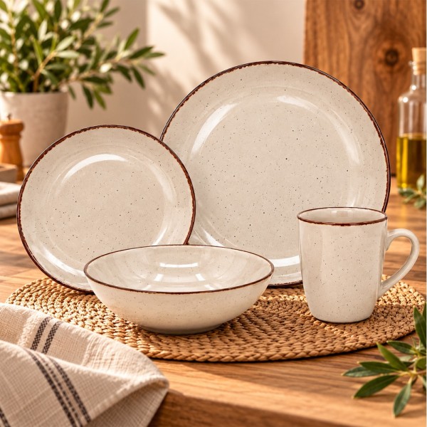 AYL.GOODS STONEWARE DINNER SET BEIGE