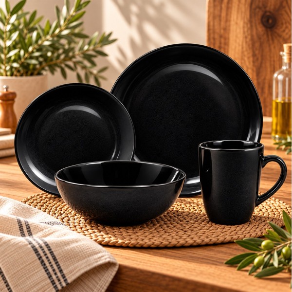AYL.GOODS PORCELAIN DINNER SET BLACK