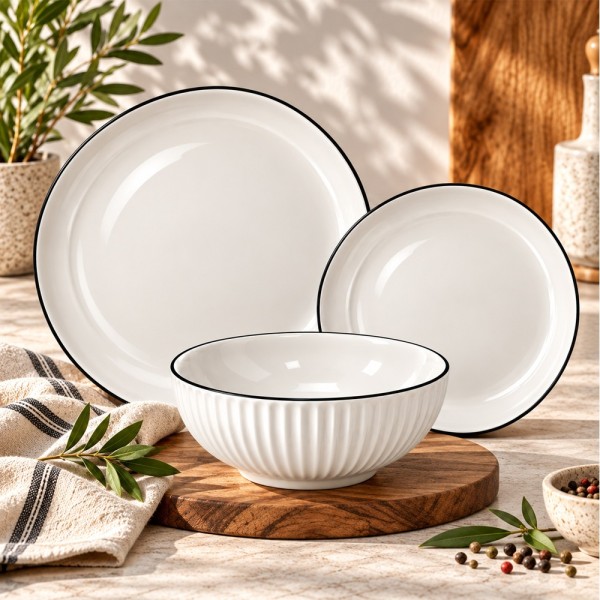 AYL.GOODS DINNER SET WHITE WITH RIM