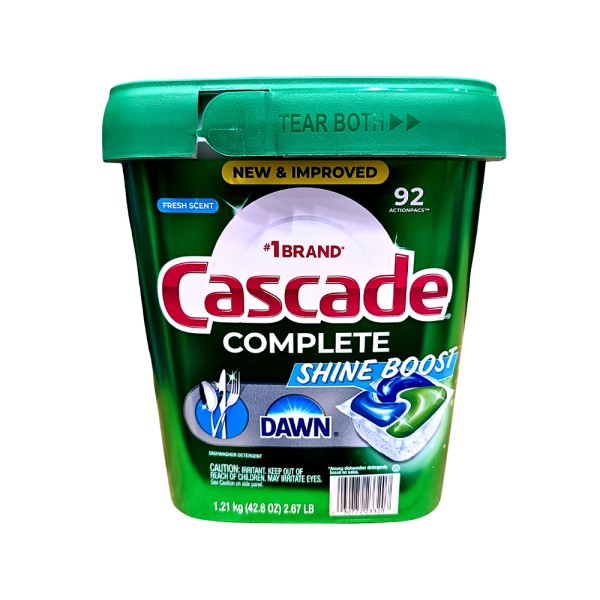 CASCADE COMPLETE SHINE BOOST DISHWASHER PODS