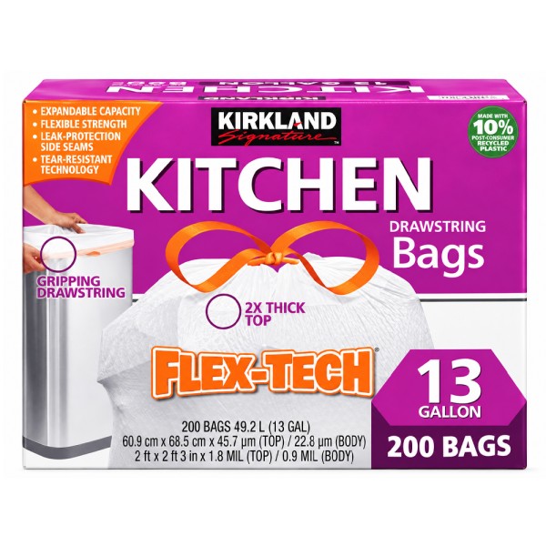 KIRKLAND FLEX TECH GALLON KITCHEN TRASH BAG