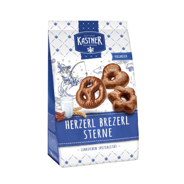 KASTNER HEART STAR PRETZELS COVERED IN MILK CHOCOLATE BAG