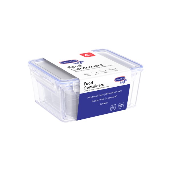 COSMOPLAST PLASTIC LOCKED FOOD STORAGE SET 300-600-900-1200ML