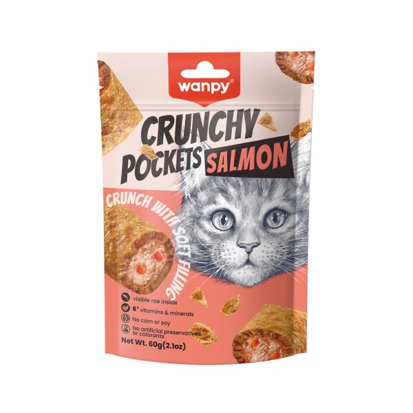 WANPY CAT CRUNCHY POCKETS SALMON+ROE