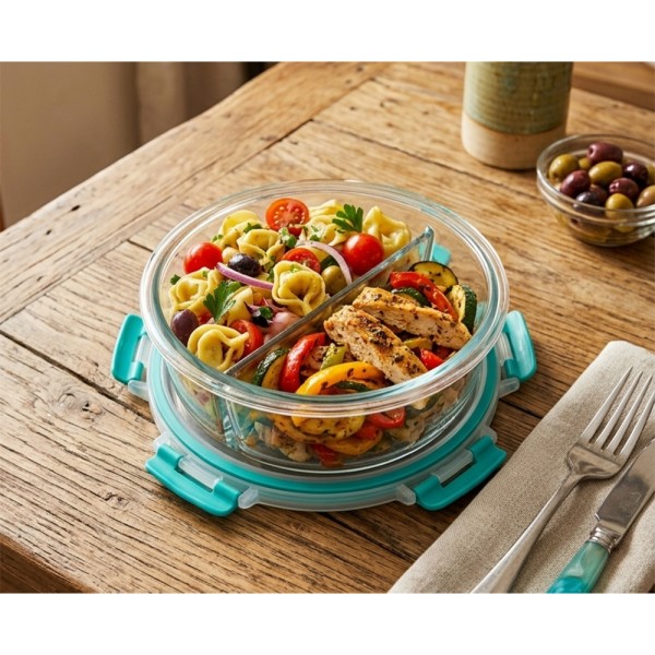 LUCIANO ROUND GLASS LOCKED FOOD STORAGE 2 COMP