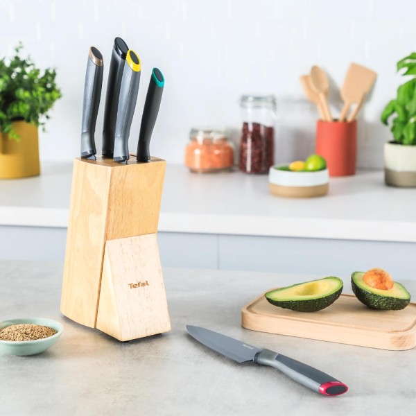 TEFAL FRESH KITCHEN SET 5 KNIVES+WOODEN STAND