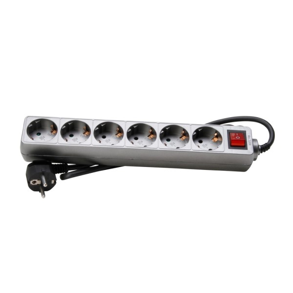 KOPP MULTIPLE SOCKET  6 WAY SILVER 1.4M