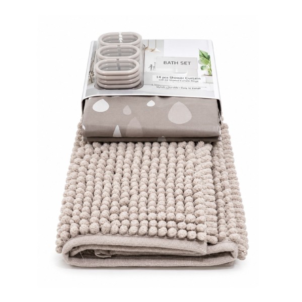 HARD GOODS SHOWER CURTAIN WITH BATHMAT