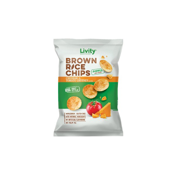 LIVITY RICE CHIPS CHEDDAR AND TOMATO
