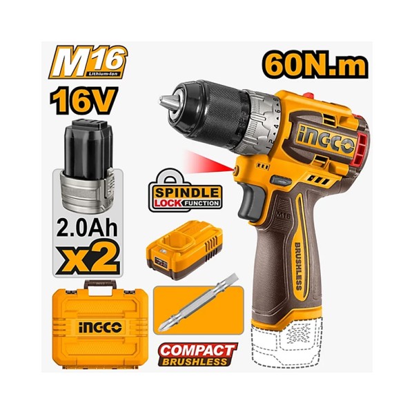 INGCO COMPACT BRUSHLESS CORDLESS DRILL