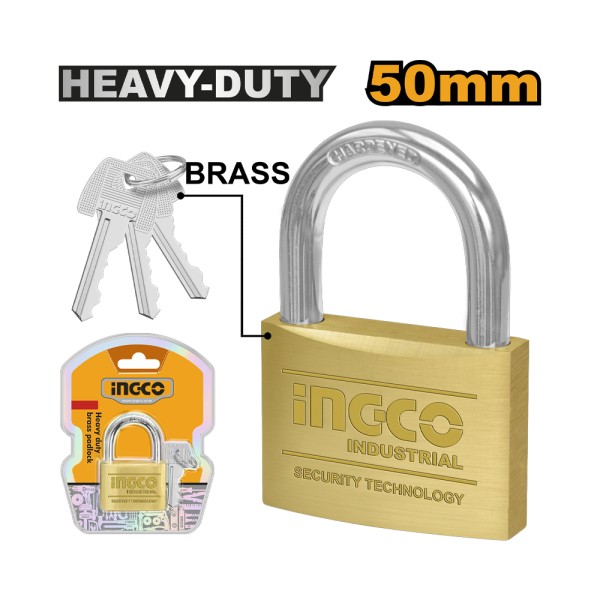 INGCO HEAVY DUTY BRASS PADLOCK 50MM
