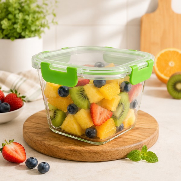 LUCIANO  GLASS DEEP SQUARE CLICK FOOD STORAGE