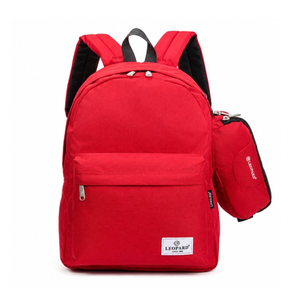 LEOPARD 2 COMPARTMENTS BACKPACK + PECNIL CASE PINK
