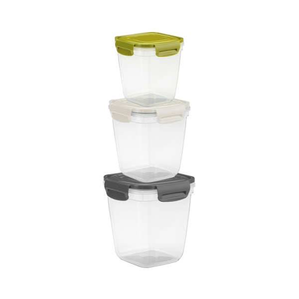 DUNYA PLASTIC LOCKED SQR DEEP FOOD STORAGE SET 575-1075-