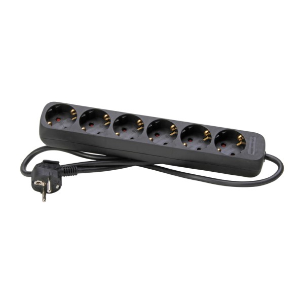 KOPP MULTIPLE SOCKET  6 WAY BLACK  1.4M WITHOUT SWITCH