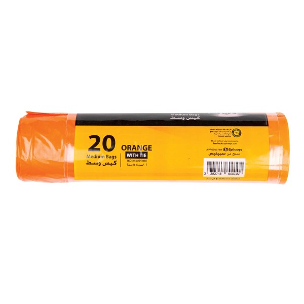 SPINNEYS ESSENTIALS BAG PL TIE BAG ORANGE 20PC
