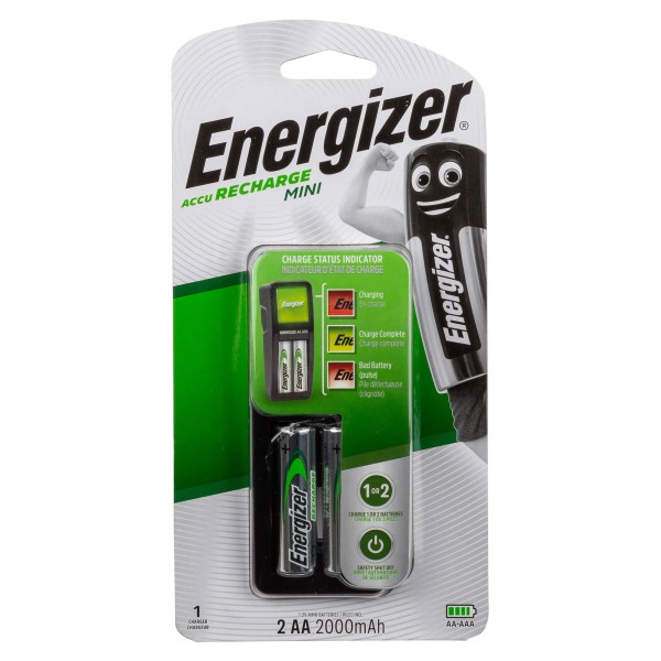 Energizer AA Rechargeable Batteries & Charger 2 Pcs