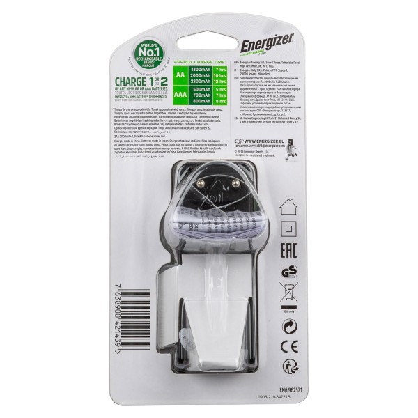 Energizer AA Rechargeable Batteries & Charger 2 Pcs