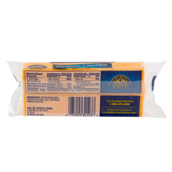CRYSTAL FARMS MEDIUM CHEDDAR CHEESE CHUNKS