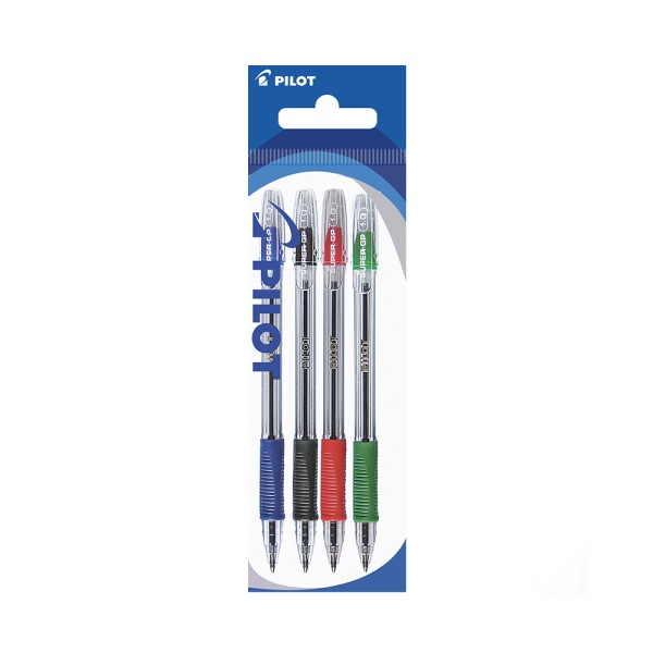 PILOT BLISTER OF 4 BPP PEN 1.0MM W-GRIP ASS.COL.