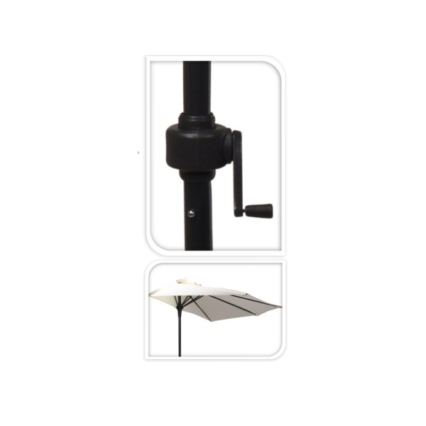 AMBIANCE UMBRELLA HALF ROUND ALUMINIUM POLE CREAM COLOUR