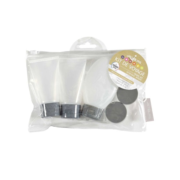 JET LAG TRAVEL TOILETRY KIT BOTTLE X3 AND JAR X2