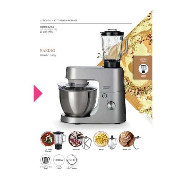 KENWOOD KITCHEN MACHINE 1000W+BLENDER+BEATER+WHISK+DOUGH