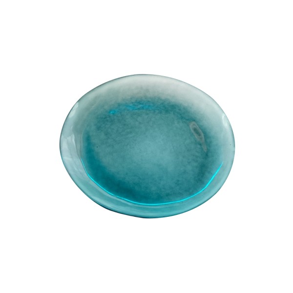 AYL.GOODS STONEWARE SIDE PLATE  L.GREEN WITH RIM