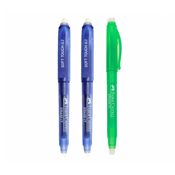 FABER CASTELL ERASABLE GEL ROLLER 0.7MM 2 BLUE 1 GREEN